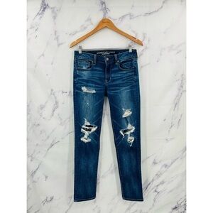 A020 American Eagle Super Stretch X Distressed Ripped Denim Skinny Jeans